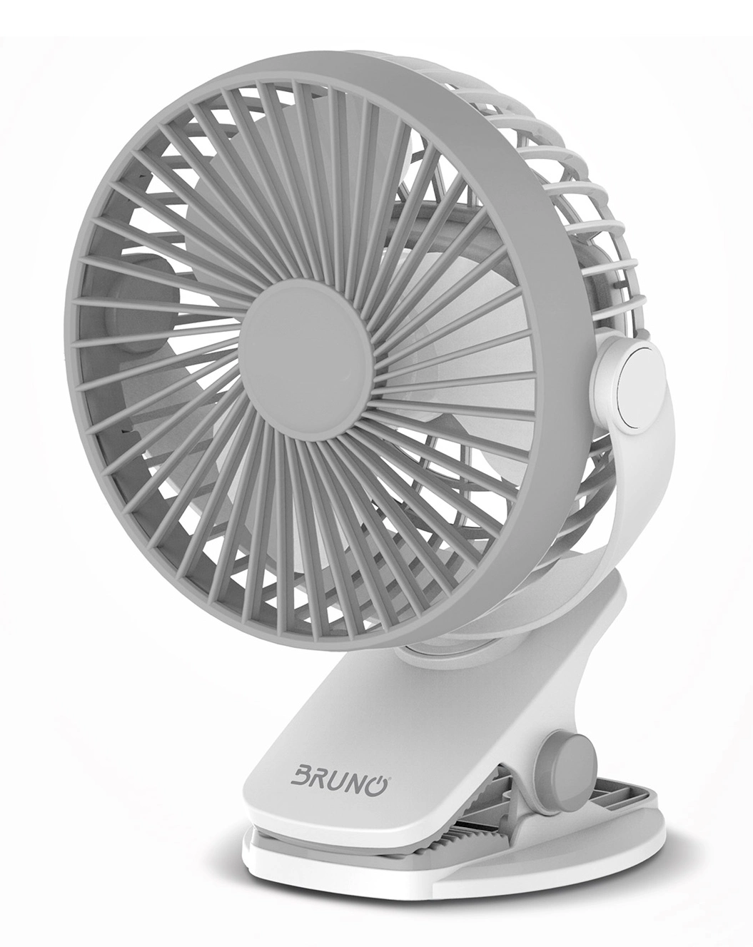 Ανεμιστήρας BRUNO με Κλιπ Επαναφορτιζόμενος Λευκός/Γκρι