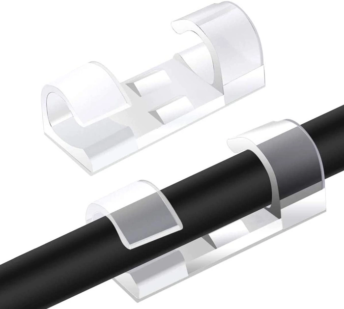 Οργανωτής Καλωδίων με Αυτοκόλλητη Βάση 3.3x1.3x1.2cm Διαφανής 12 τεμ.