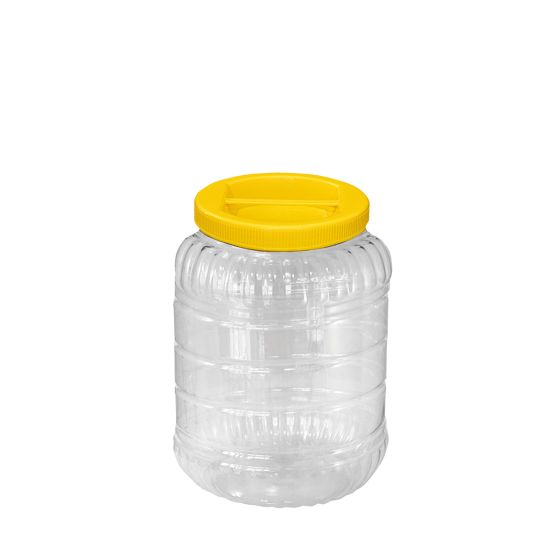 Βάζο PET 3L με Κίτρινο Καπάκι, με Χερούλι Χούφτα Ενσωματωμένο στο Καπάκι