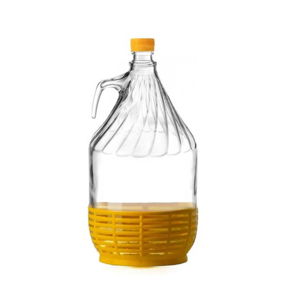 Νταμιτζάνα 5L Γυάλινη με Καπάκι & Καλαθάκι Ψαθάκι (Νταμιζάνα)